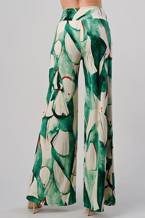 SALE!! BT-X {Paradise Dreams} Green Floral Palazzo Pants PLUS SIZE 1X 2X 3X