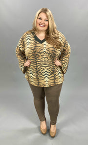 SALE! 25 PLS-D {Wildly Cute} Tan Tiger Print Top PLUS SIZE XL 2X 3X