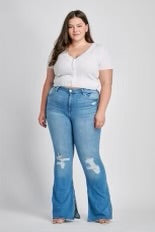 SALE!! BT-99  {Ms. Cello} Medium High Rise Flare Jeans PLUS SIZE 14 16 18 20 22