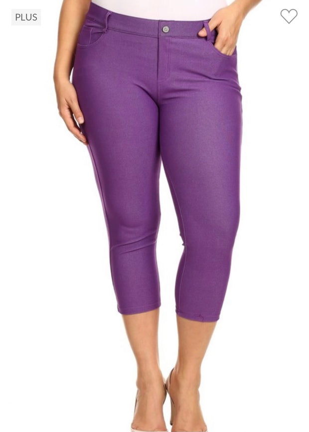 LEG-14 {Purple Revolution} Purple Capri Jeggings PLUS SIZE 1X 2X 3X