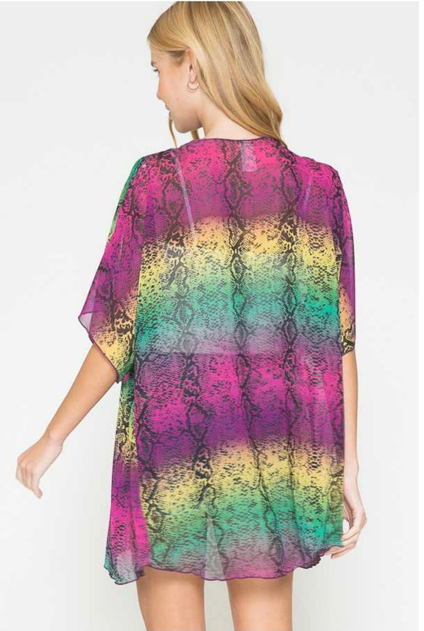 67 OT-B {Wild For You} Multi Color Snake Skin Kimono Plus Size 1X 2X 3X