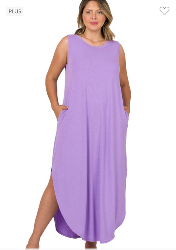 LD-L {Adoration} LAVENDER Sleeveless Maxi Dress PLUS SIZE 1X 2X 3X