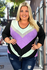 SALE!! 52 CP-B {No Wonder} Multi-Color Front Tie Top PLUS SIZE 1X 2X 3X