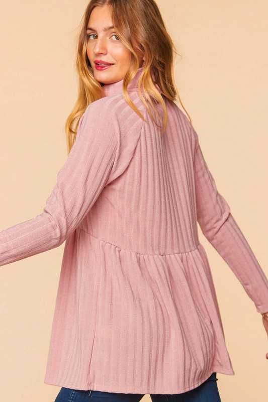 35 SLS-B {Hold Me} Mauve Babydoll Turtleneck Top PLUS SIZE 1X 2X 3X