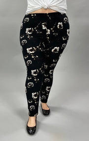 LEG-35 {The Thing Is} Black Floral Leggings  EXTENDED PLUS SIZE 3X/5X