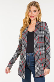 SALE!! 76 OT-I {My Point Of View} Grey Plaid Cardigan PLUS SIZE 1X 2X 3X