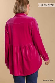 SALE!! 16 SLS-N {Romance Is Back} Umgee Raspberry Velvet Babydoll Top PLUS SIZE XL 1X 2X