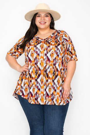 SALE!! 22 PSS {Strategic Style} Grey/Orange V-Neck Top PLUS SIZE XL 2X 3X