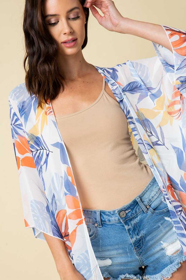 SALE!! OT-M {Palm Beach} Sheer Blue/Orange/ Yellow Cardigan PLUS SIZE 1X 2X 3X