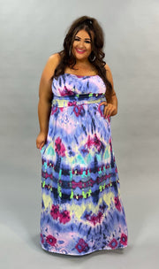 SALE!! LD-V {Watercolor Wonder} Strapless Multi-Color Long Dress PLUS SIZE 1X 2X 3X