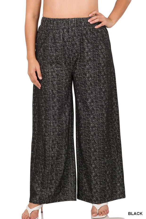 SALE!! BT-M {Pack A Punch} Black Print Wide Leg Pants PLUS SIZE 1X 2X 3X