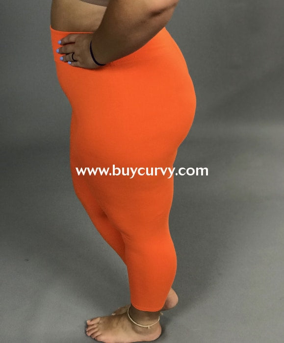 SALE!! LEG-78 {Born For Greatness) Neon Orange Full Length Leggings Plus Size