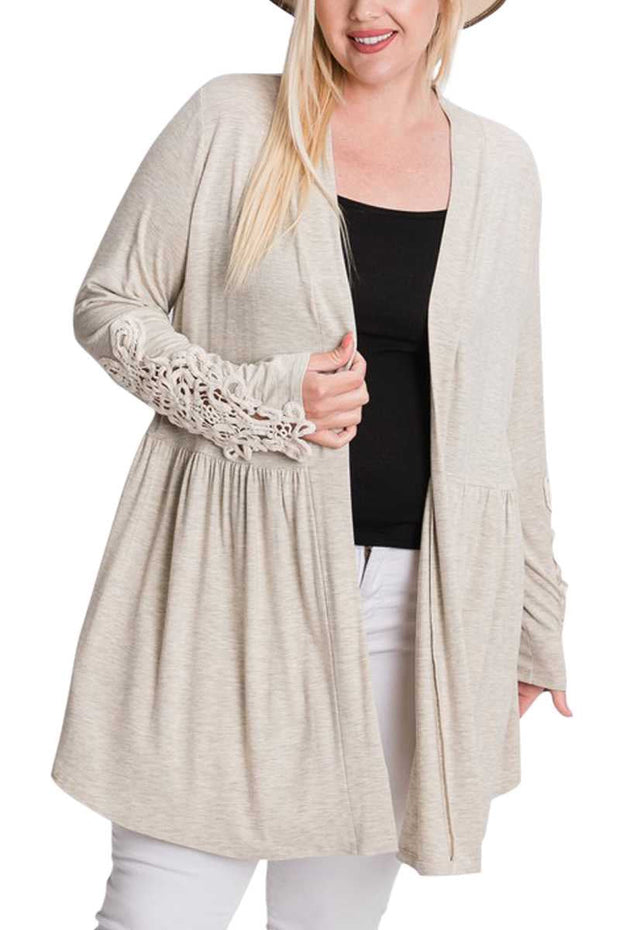 14 OT-U {Tour The Town} Oatmeal Babydoll Cardigan PLUS SIZE XL 2X 3X