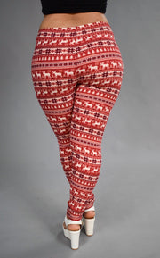 LEG-27 {Happy Holidays} Red Snowflake /Deer Leggings   X-PLUS