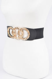 SALE!! BELTS {Travel With Me} Black w/Gold 3 Circle Stretch Belt EXTENDED PLUS SIZE