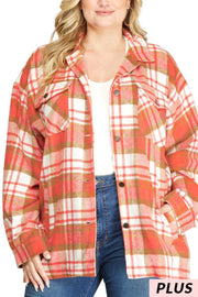 90 OT-A {Deserving Praise} Coral Plaid Jacket PLUS SIZE XL 1X 2X