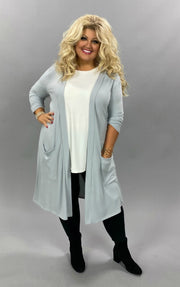 SALE!! OT-H {Free Falling} Light Grey Slouchy Pocket Cardigan