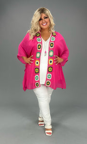 SALE!! 40 OT-A {Maybe Some Day} Umgee Hot Pink Kimono PLUS SIZE XL/1X  1X/2X