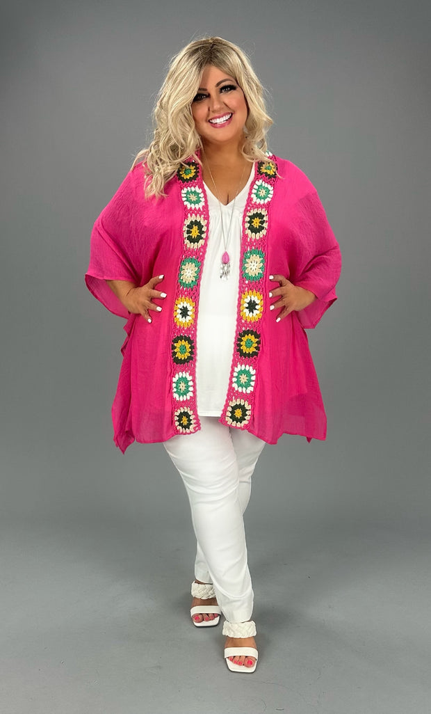 SALE!! 40 OT-A {Maybe Some Day} Umgee Hot Pink Kimono PLUS SIZE XL/1X  1X/2X