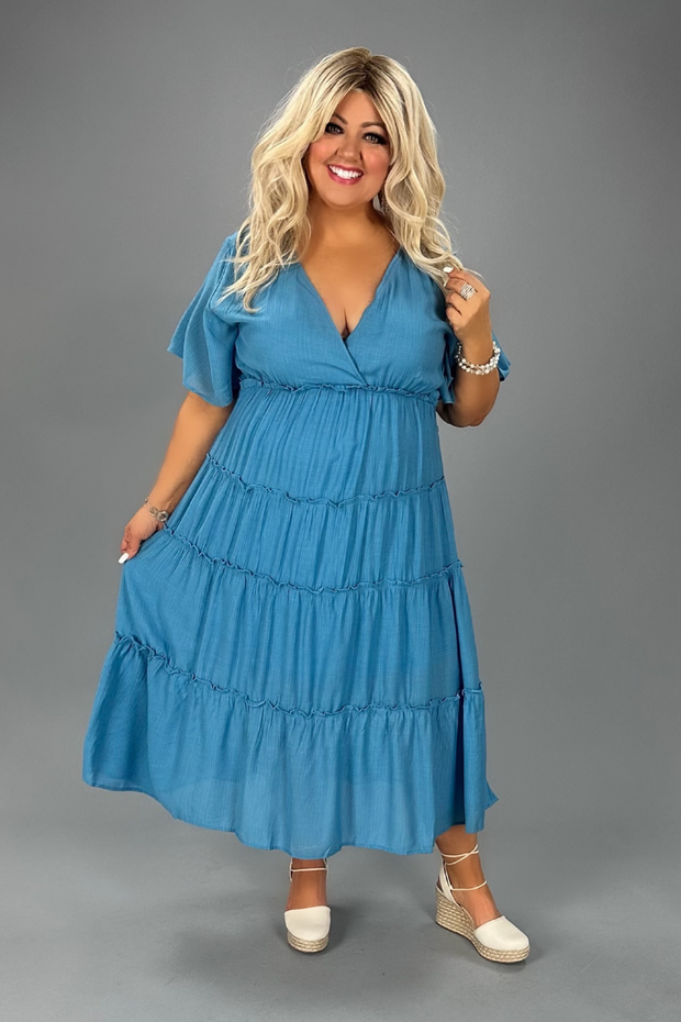 SALE!! LD-A {Better On Me} Umgee IndigoTiered Lined Dress PLUS SIZE XL 1X 2X