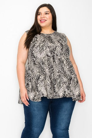 SALE!! 34 SV {Attitude For Days} Black/Taupe Animal Print Top EXTENDED PLUS SIZE 3X 4X 5X