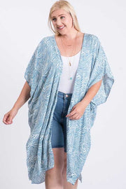 SALE!! 28 OT-S {Story Teller} Blue Zebra Print Kimono PLUS SIZE XL 2X 3X