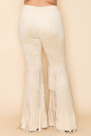 BT-Y {Perfect Match} VOCAL Natural Faux Suede Pants w/Fringe PLUS SIZE XL 2X 3X