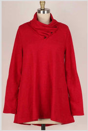 SALE!! 36 SD-B {Got My Attention} Red Detail Neck Top SALE!!! PLUS SIZE 1X 2X 3X