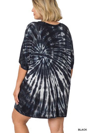 55 PSS-J {Looks Like Fun} Black Tie Dye Tunic PLUS SIZE 1X 2X 3X