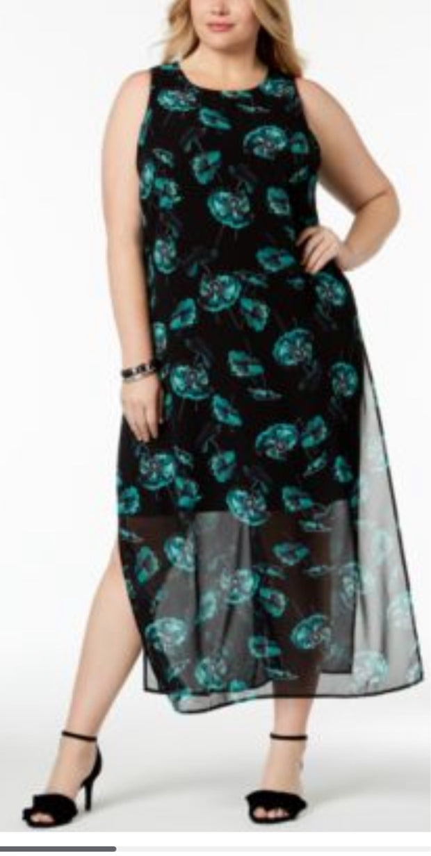 SALE!! LD-D  M-109 {Alfani} Green Floral Maxi Dress Retail $109.50 PLUS SIZE 16W  20W