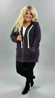 SALE!! OT-M {Worth The Wait} Blackberry Mineral Wash Hoodie Jacket