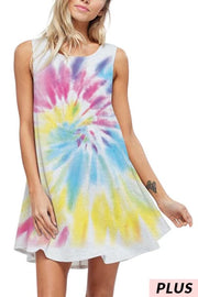 28 SV-Q {Dress For Fun} Grey Tie Dye Sleeveless Dress PLUS SIZE XL 2X 3X