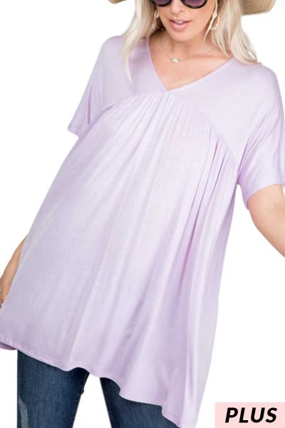 SALE!! 16 SSS-F {Saturday Smiles} Lavender V-Neck Tunic PLUS SIZE 1X 2X 3X