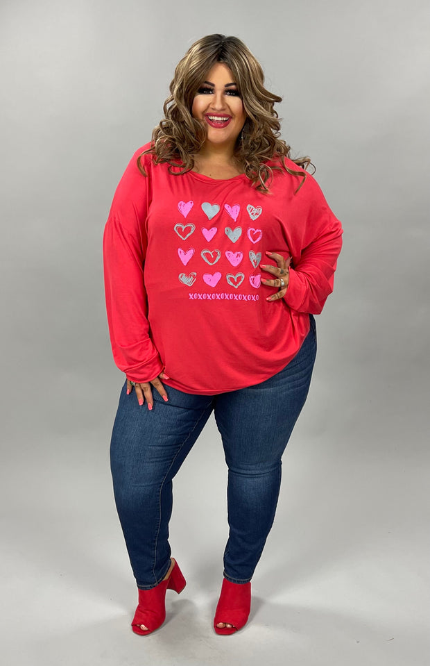 93 GT-A {Even Sweeter} Red Heart XOXO  Top  PLUS SIZE 1X 2X 3X