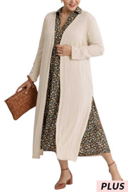 SALE!! LD-L {Ode To Love} Creme Ribbed Long Cardigan PLUS SIZE XL 1X 2X