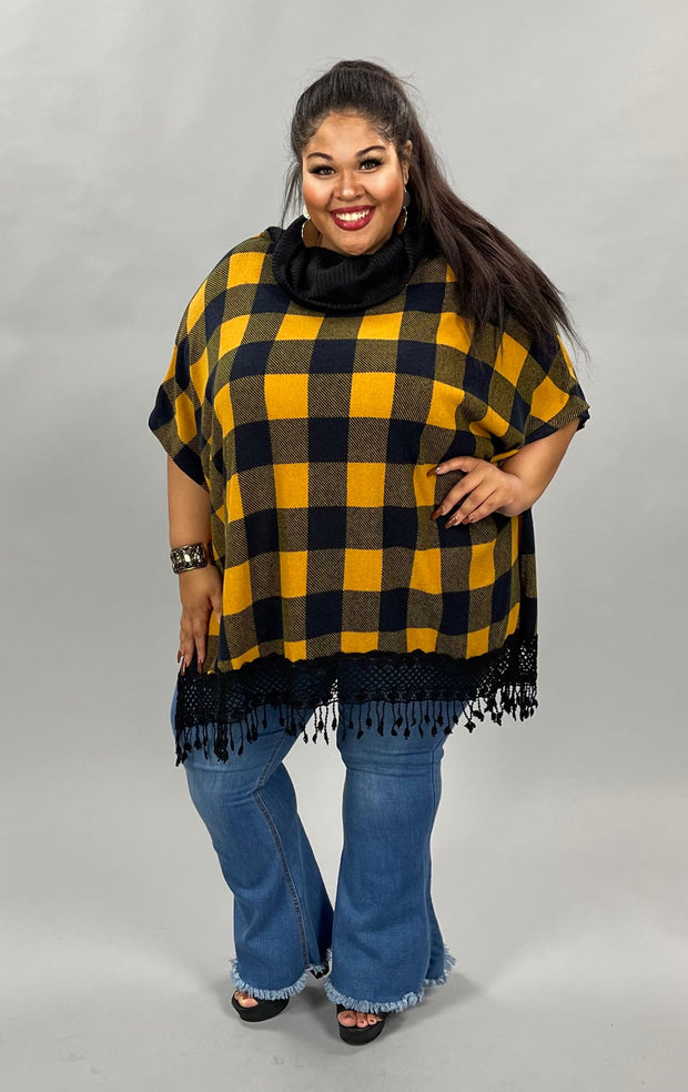 SALE!! 15 PSS-B {Cloak Me In Plaid}  Mustard/Black Plaid Top PLUS SIZE 1X 2X 3X