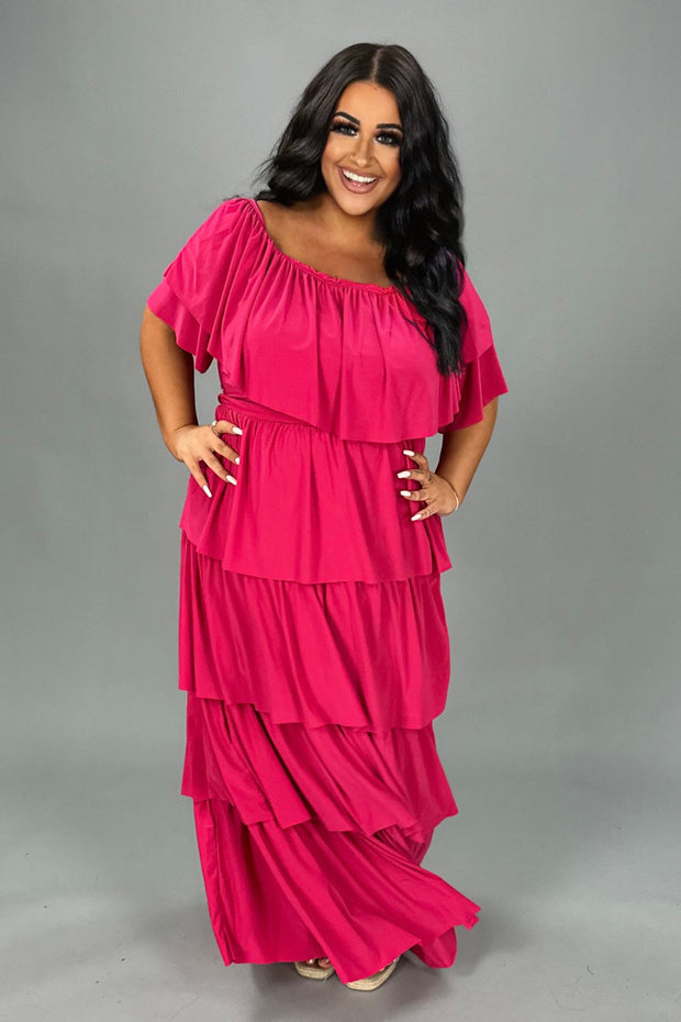 99 SET [Pure Elegance} FUCHSIA 2 Piece Ruffle Skirt Set PLUS SIZE 1X 2X 3X