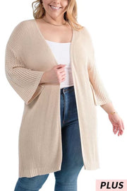 25 OT-L {Attitude Is Everything} Oatmeal Knit Cardigan PLUS SIZE 1X/2X  2X/3X