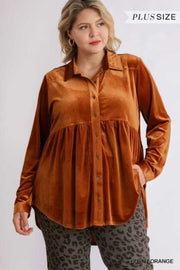 SALE!! 16 SLS-O {Romance Is Back} Umgee Burnt Orange Velvet Top PLUS SIZE XL 1X 2X