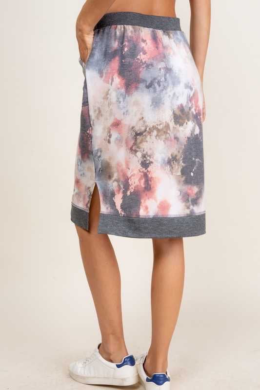 SALE!! BT-I {That's Life} Charcoal Mauve Tie Dye Skirt PLUS SIZE XL 2X 3X