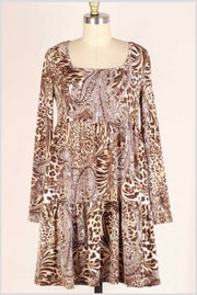 38 PLS-A  (Fashionably Late) Taupe 3 Tier Dress PLUS SIZE 1X 2X 3X