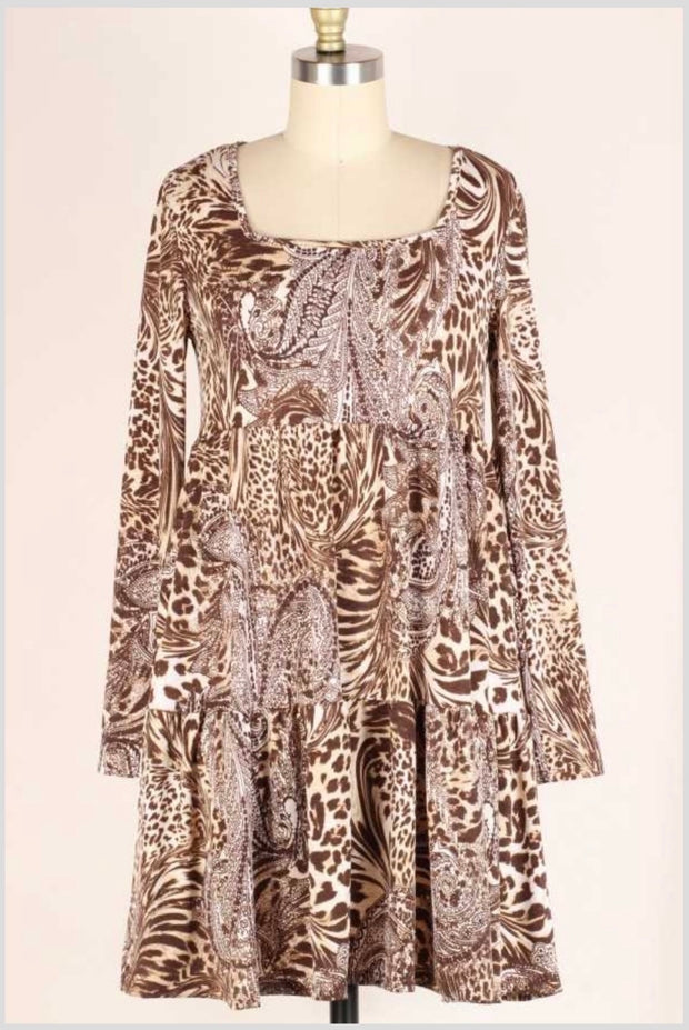 38 PLS-A  (Fashionably Late) Taupe 3 Tier Dress  PLUS SIZE 1X 2X 3X