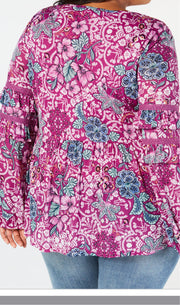 SALE!! CP-A  M-109 {Style & Co} Purple Floral Print Top Retail $59.50