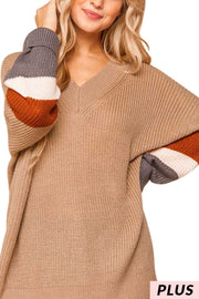 SALE! 23 CP-N {Running Hot} Mocha Colored Sleeve Sweater  PLUS SIZE XL 2X 3X