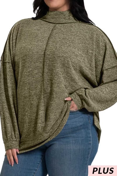 SALE! 54 SLS-A {My Favorite Sweater} Dark Olive Fleece Sweater PLUS SIZE 1X 2X 3X