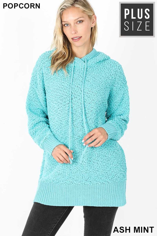 SALE!!  39 HD-F {Hold Me Tight} Ash Mint Popcorn Hoodie PLUS SIZE XL 2X 3X