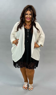 71 OT-A {Creamy Dreamy} Cream Chiffon Shrug Kimono Plus Size 1X 2X 3X