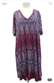 SALE!! 17 PSS-M {Hometown Memories} Navy/Multi-Color Print Dress PLUS SIZE 1X 2X 3X