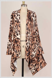 82  OT-B { Diva Style} Animal Print  Cardigan W/Sleeve Patches PLUS SIZE 1X 2X 3X