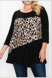 SALE!! 26 CP-A {Leopard Run} Black/Leopard Print Tunic PLUS SIZE 1X 2X 3X 4X 5X 6X